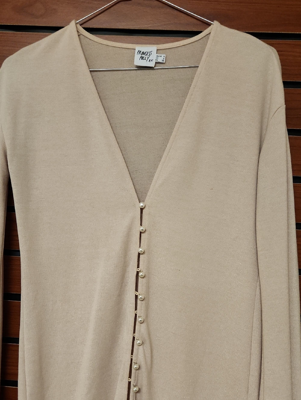 Princess Polly Neutral Beige V-Neck Knit Top